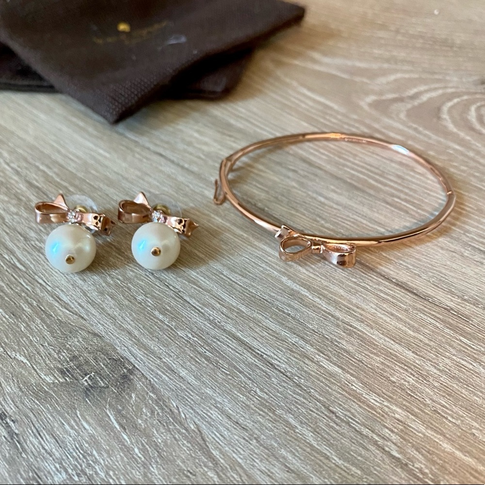 Kate Spade Rose Gold Matching Earring Bracelet Set